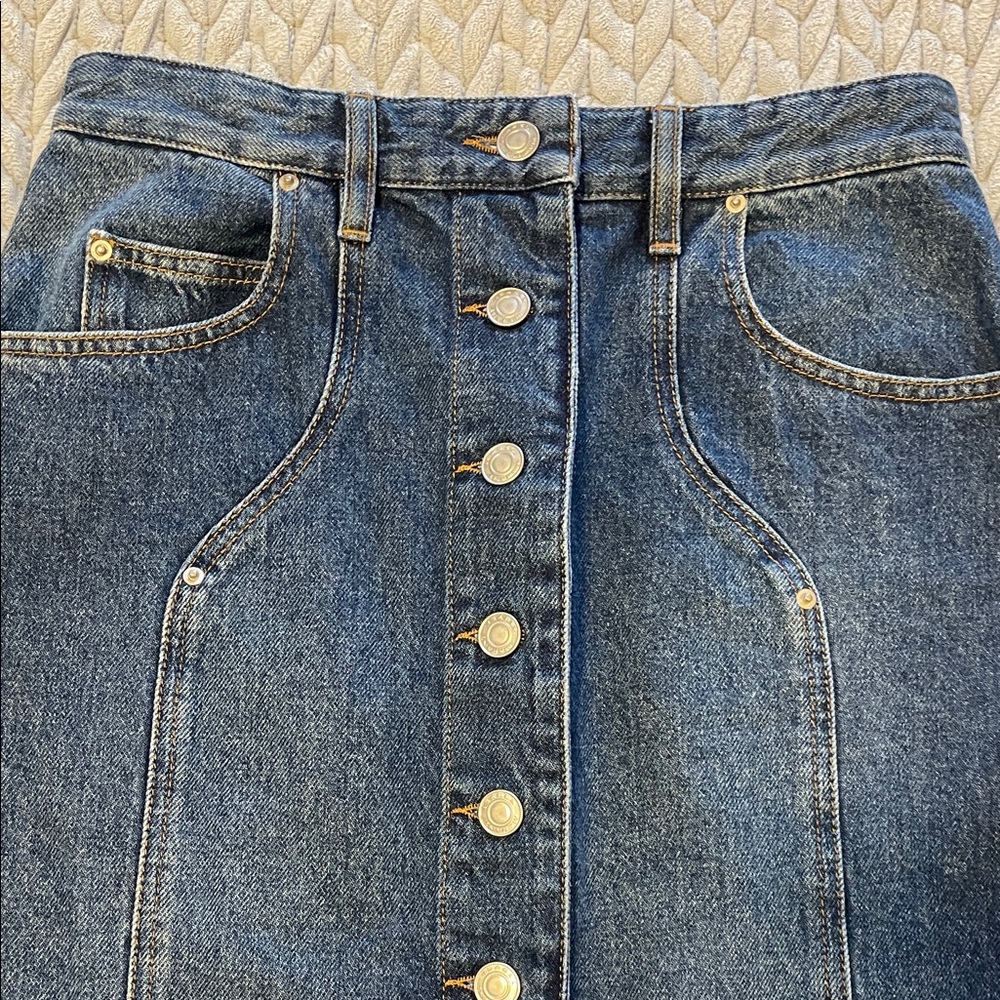 Isabel Marant Dark Blue Denim Button-Front Midi Skirt - Picture 7 of 10